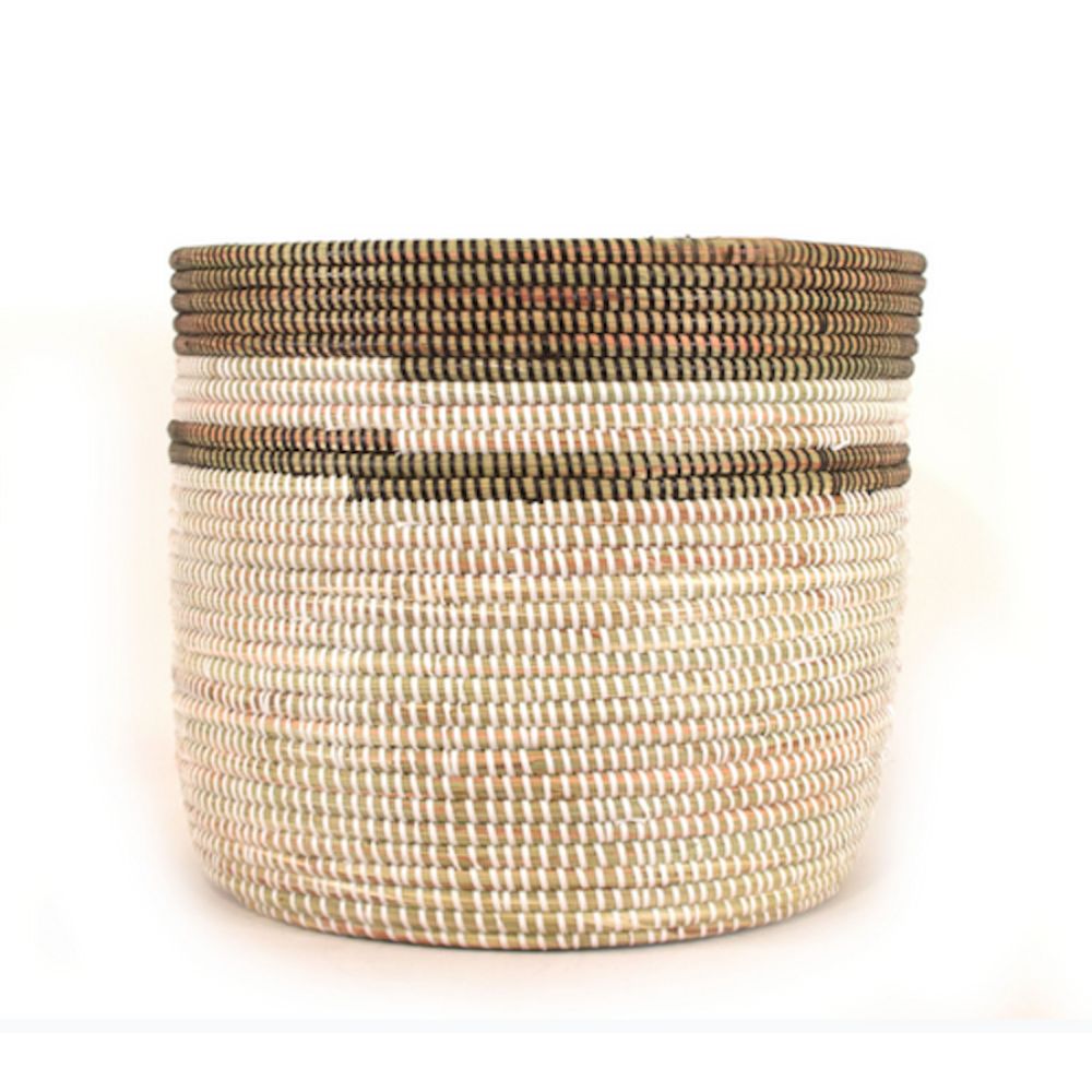 Black and White Stripe Basket - Large