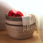 Cargue la imagen en el visor de la galería, Black and White Stripe Basket - Large
