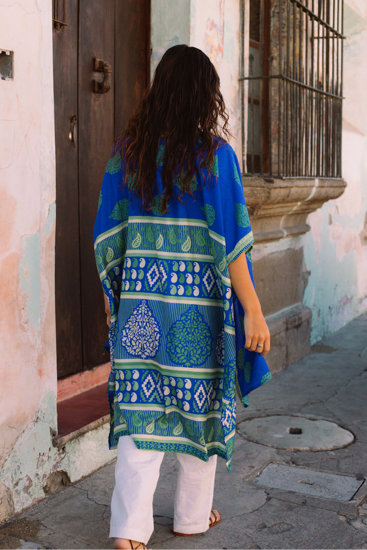 Neon Blue Long Kimono